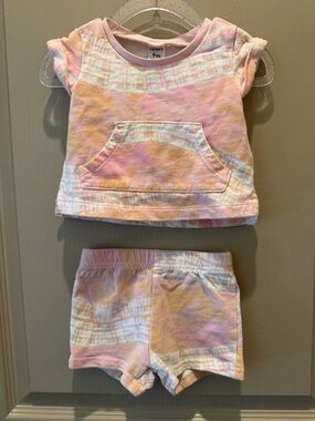 Carter's Pastel Tie-Dye Top and Shorts Set - Pink, Peach, Cream